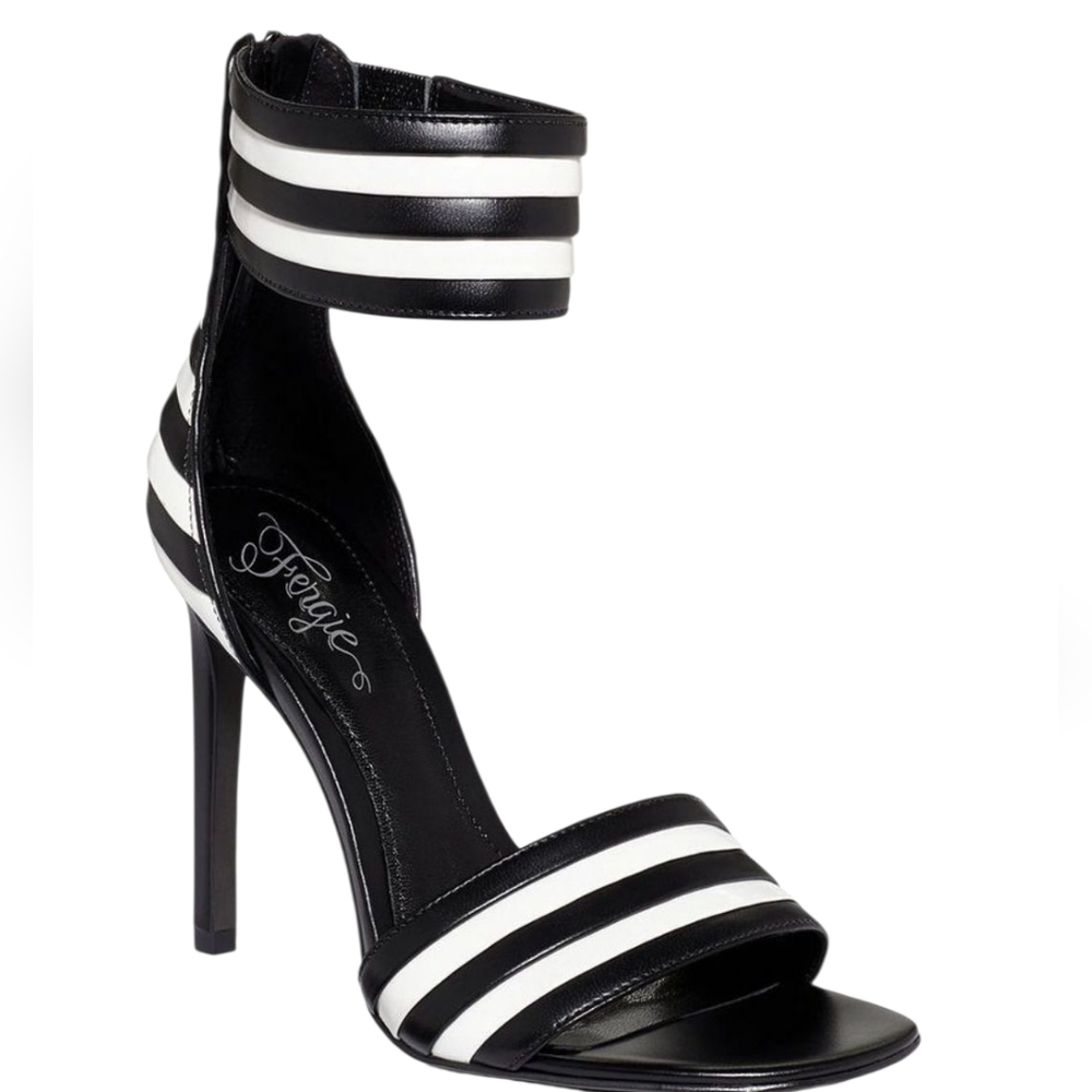Fergie Black and White Dress Sandals - Size 10
